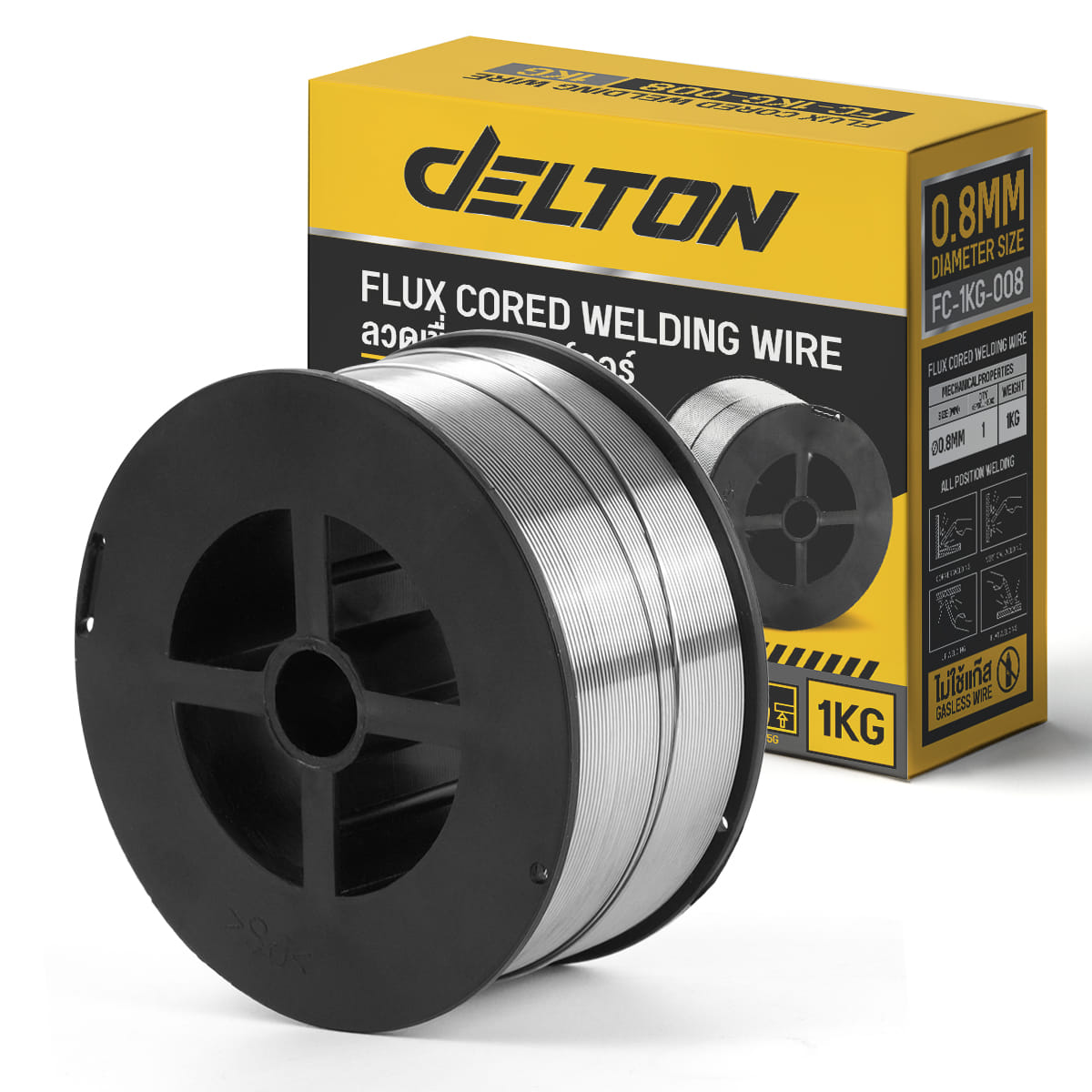 ลวดเชื่อมฟลักซ์คอร์ DELTON 0.8 mm ม้วน 1 กก._8